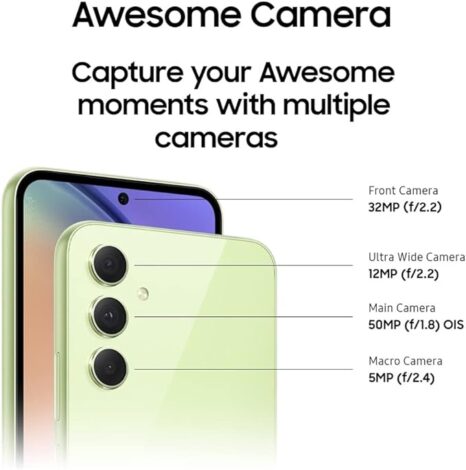 Overview of the Samsung Galaxy A54 camera system with its triple camera setup